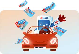 Maskot Jimmy bersama mobil balap DragFest