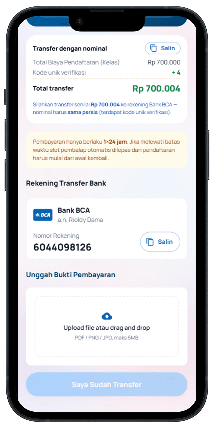 Langkah 6: Upload Bukti Pembayaran